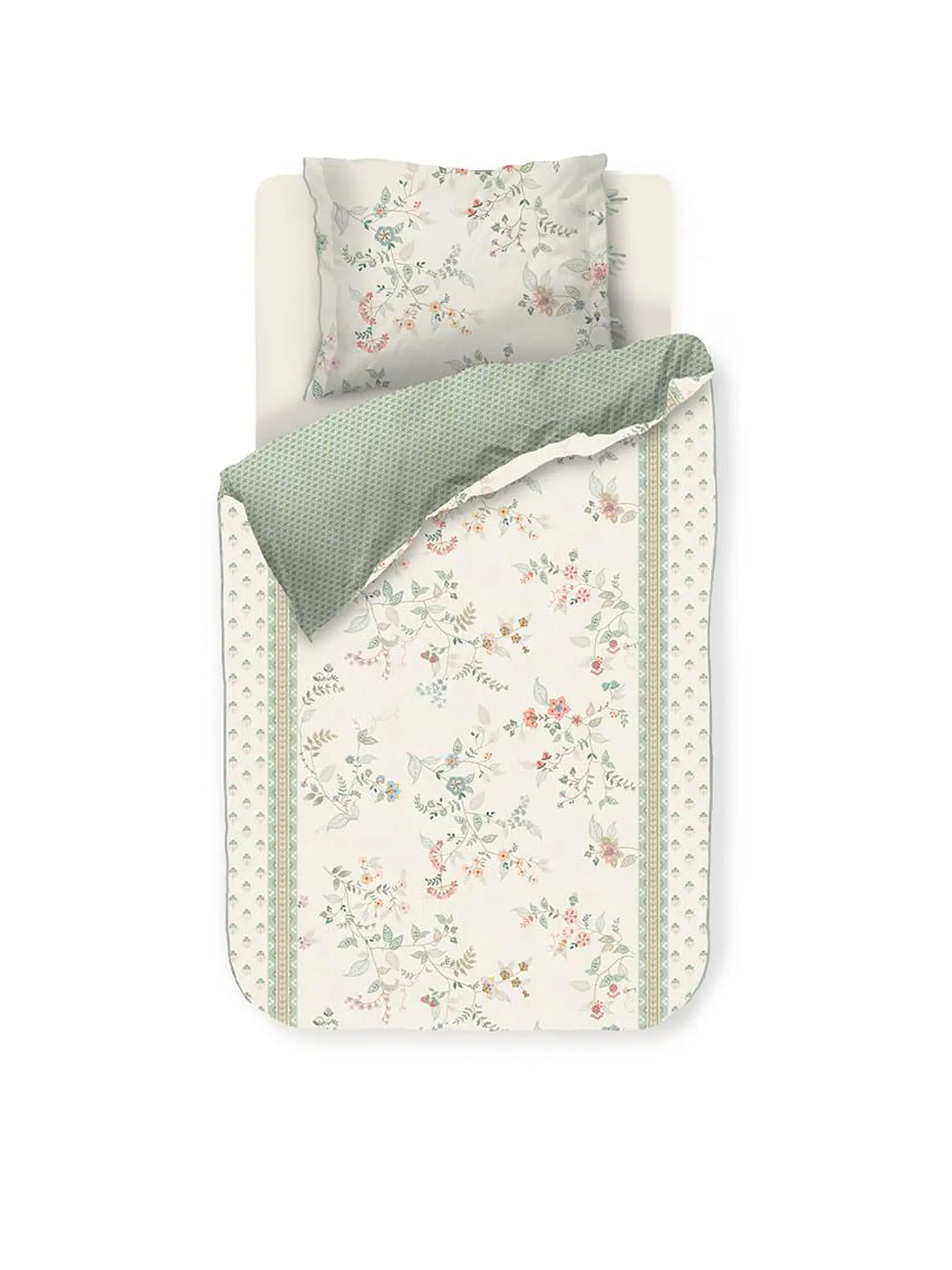 PIP STUDIO | Perkal Bettwäsche KILI FLOWER 70x90cm / 140x200cm Weiss | 